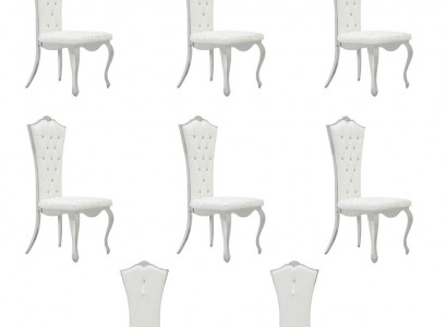 Chesterfield Polster Stuhl Stühle Komplette 6x Garnitur Sitz Textil