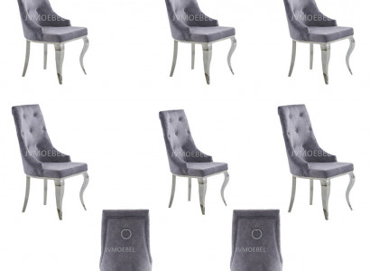 6x Stuhl Chesterfield Designer Polster Stühle Sitz Textil Garnitur Neu