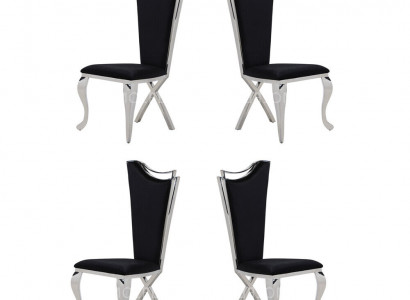 Set 4x Stühle Esszimmerstuhl Holz Luxus Esszimmer Stoff Modern Stühle