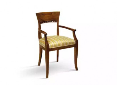 Stuhl mit Armlehne Esszimmerstuhl Holz Klassischer Möbel Polster Textil