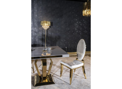 Esszimmer Stuhl weiß Luxus Metall mit Textil Stühle Stil Modern Lehnstuhl