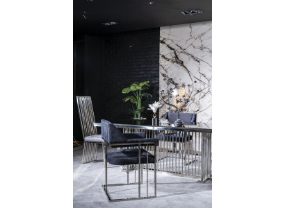 Esszimmer Stuhl Luxus Metall mit Textil Stühle Stil Modern Lehnstuhl