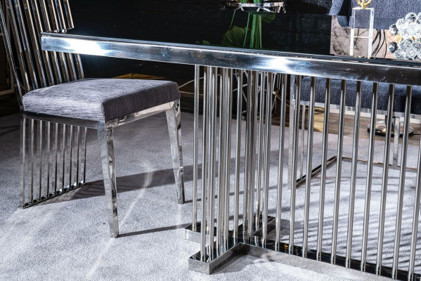 Esszimmer Stuhl grau Luxus stuhl Metall mit Textil Stühle Stil Modern