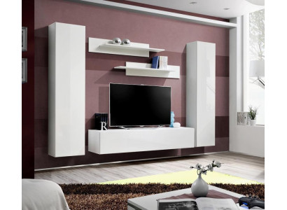 Wohnwand Komplette Wohnzimmer Einrichtung 5tlg. Set Wand Regale TV-Ständer