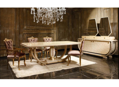 Klassisches Esszimmer Set Edler Esstisch 4x Stühle Anrichte Vitrine 8tlg