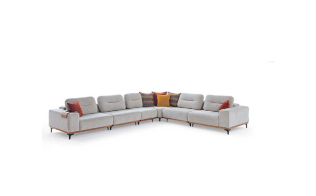 Graues Ecksofa Exklusives L-Form Garnitur Luxuriöse Wohnzimmer Möbel