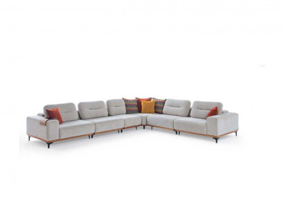 Graues Ecksofa Exklusives L-Form Garnitur Luxuriöse Wohnzimmer Möbel