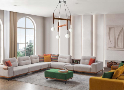 Designer Wohnzimmer Ecksofa Luxus L-Form Couch Polster Hocker 2tlg Neu