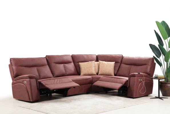 Luxus Ecksofa Rot Sofa Couch L-Form Modern Polstermöbel Designer Wohnzimmer