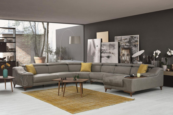 Sofa U-Form Wohnzimmer Ecksofa Polstermöbel Modern Polster Textil Design