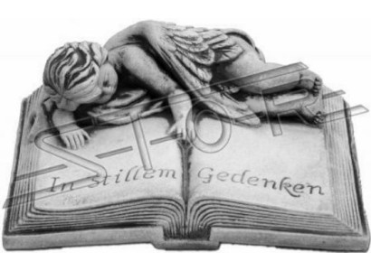 Grab Text In stillem Gedenken Stein Dekoration Figur Statue Buch
