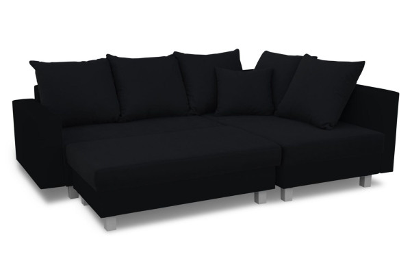 Ecksofa L-Form mit Puff Design Sofa Ecksofa Couch Polster Textil Sofas Neu