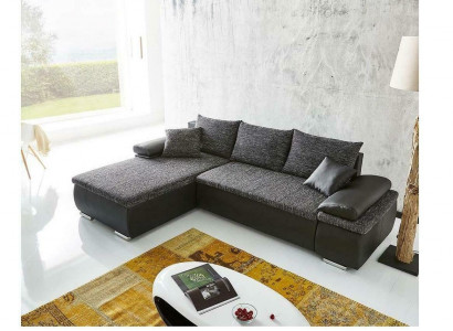 Ecksofa L-Form Sofa Couch Design Schlafsofa Polster Bettfunktion Textil
