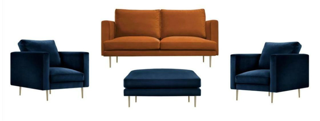 Sofagarnitur Orange Hocker Sessel Kreative Möbel Textil Stoff Wohnzimmer