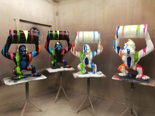 Designer Figur Statue Moderne Figuren Statuen Dekoration Deko Gorilla Garten Neu