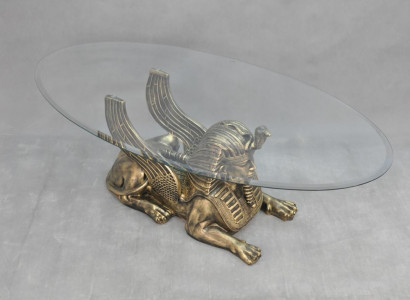 Couchtisch Tisch Glastische Tische Pharao Sphinx Beistell Glas Ägypten 120x60cm