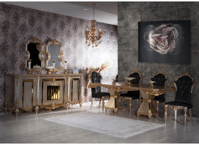 Hochwertige 7-teilige Esszimmermöbel im goldenen Stil