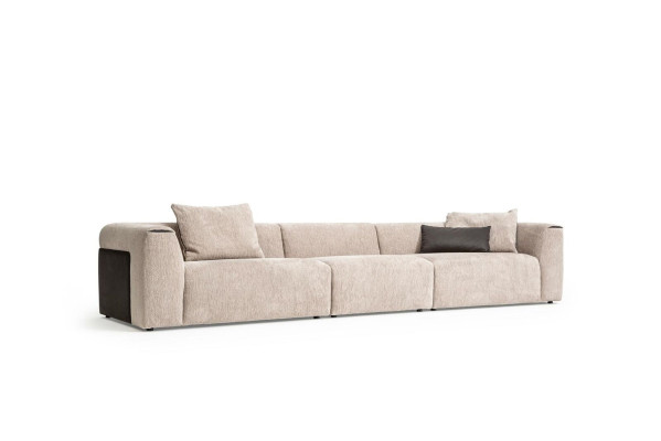 Beiges Sofa Wohnzimmer Polstermöbel Fünsitzer Designer Luxus Möbel Neu