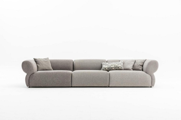Modernes Graues Fünfsitzer Sofa Wohnzimmermöbel Polstercouch Stil Möbel