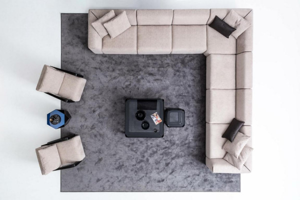 Luxus Sofa-Set Sitzgruppe Wohnlandschaft L-Form Sofa Sessel Textil Neu