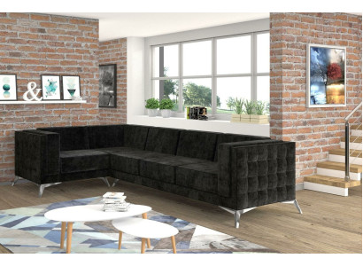 Chesterfield Ecksofa L-Form Stoff Design Couch Polster Sitz Textil Sofa Eck Neu