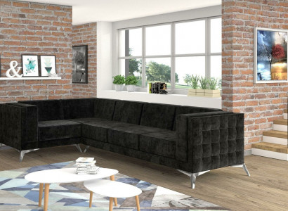 Chesterfield Ecksofa L-Form Stoff Design Couch Polster Sitz Textil Sofa Eck Neu