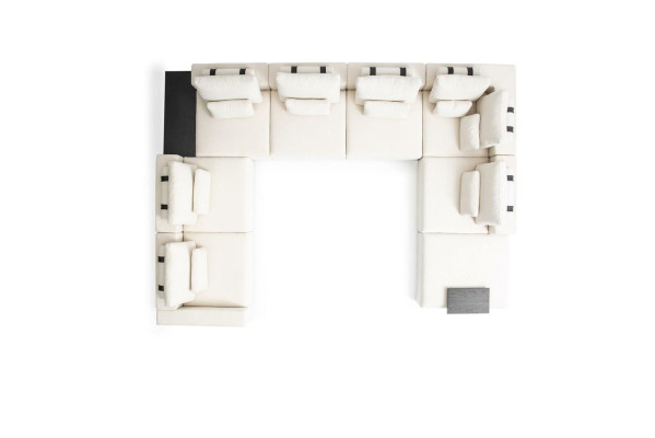 Wohnlandschaft U-Form Sofa Weiß Polstermöbel Textil Sofa Holzgestell