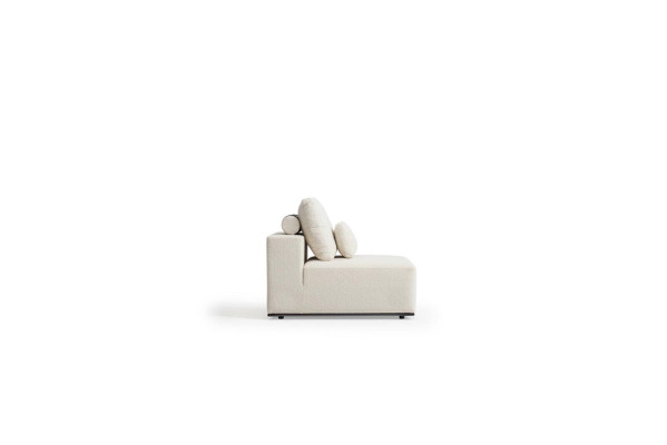 Wohnlandschaft U-Form Sofa Weiß Polstermöbel Textil Sofa Holzgestell