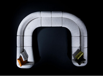 Sofa U-Form Luxus Wohnzimmer Design Modern Textil Wohnlandschaft Couch