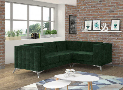 Ecksofa L Form Sofa Couch Design Couchen Polster Textil Modern Eck Garnitur Grün