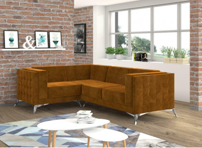 Ecksofa L-Form Designer Sofa Couch Polster Sitz Garnitur Stoff Wohnlandschaft