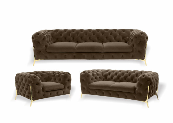 Luxus Chesterfield Polster Sofagarnitur in Samt 3+2 Sitzer Couch Set Garnitur