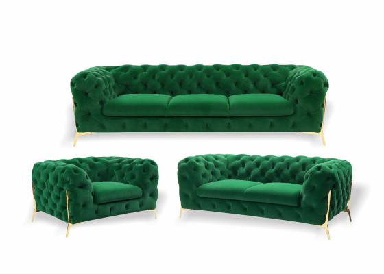 Luxus Chesterfield Polster Sofagarnitur in Samt 3+2 Sitzer Couch Set Garnitur