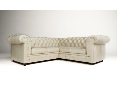 Chesterfield Ecksofa L-Form Stoff Design Couch Polster Sitz Sofa Textil