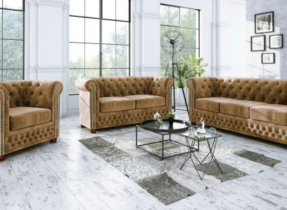 Chestgerfield Sofagarnitur Couch Polster Sitz Set 321 Sitzer Garnituren Couchen