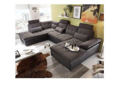 Ecksofa U-Form Sofa Wohnlandschaft Garnitur Bettfunktion Design Polster