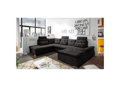 Ecksofa U-Form Sofa Design Polster Modern Textil Bettkasten Bettfunktion