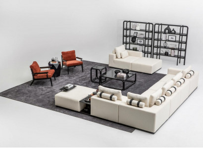 Moderne Weiße Sofagarnitur Ecksofa Wohnlandschaft Sessel 4tlg Stoff Sofa