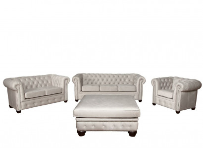 Chesterfield Sofagarnitur 3+1+1 Sitzer Design Couch Polster Sofa Garnitur Set