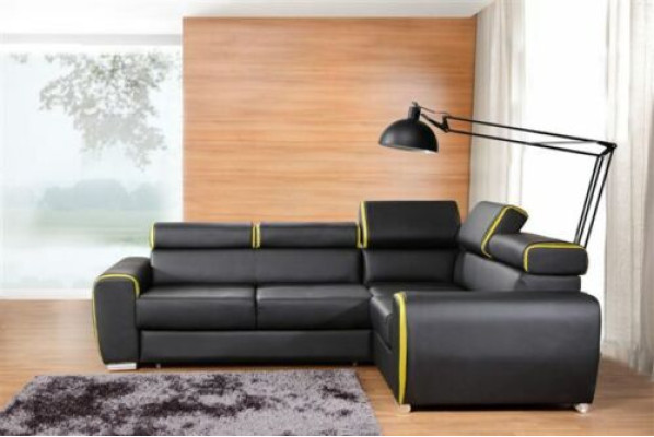 Design Ecksofa L-form Bettfunktion Couch Leder Textil Sofas Couchen