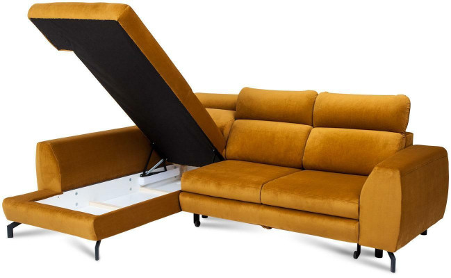 Design Ecksofa Schlafsofa Bettfunktion Couch Textil Polster Sofas Bettkasten
