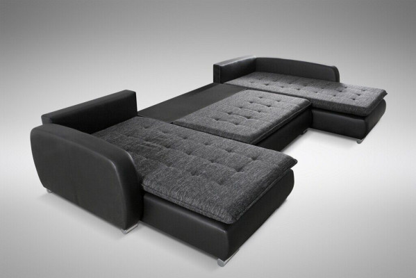 Design Ecksofa U-form Bettfunktion Couch Leder Textil Sofa Neu Wohnlandschaft