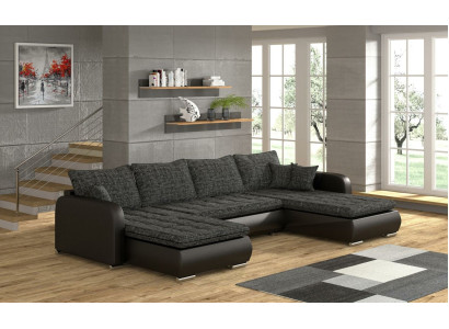 Design Ecksofa U-form Bettfunktion Couch Leder Textil Sofa Neu Wohnlandschaft