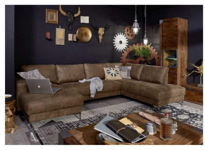 Ecke Ecksofa U-Form Wohnlandschaft Sofa Couch Polster Garnitur Vintage