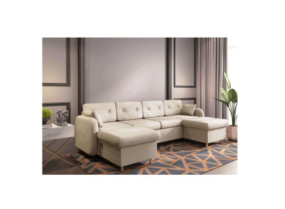 Ecksofa Sofa Polster Couch Wohnlandschaft U Form Bettfunktion Textil Stoff