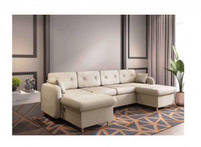 Ecksofa Sofa Polster Couch Wohnlandschaft U Form Bettfunktion Textil Stoff