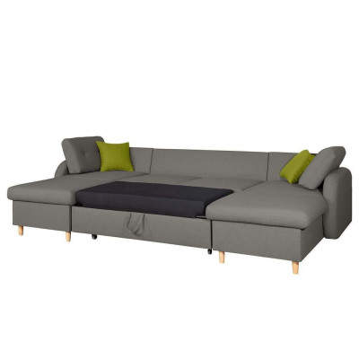 Design Ecksofa U-form Bettfunktion Couch Leder Textil Sofas Schlafsofa