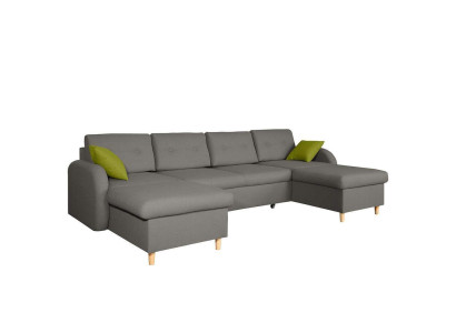 Design Ecksofa U-form Bettfunktion Couch Leder Textil Sofas Schlafsofa