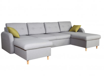 Wohnlandschaft Ecksofa Stoff U-Form Bettfunktion Couch Design Deko Polster