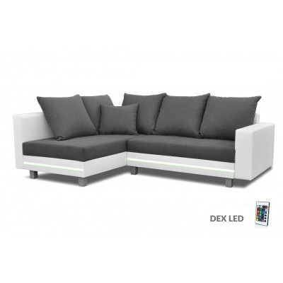 Design Ecksofa Sofa L-form Bettfunktion Couch Sitz Eck Sofas Textil Polster LED